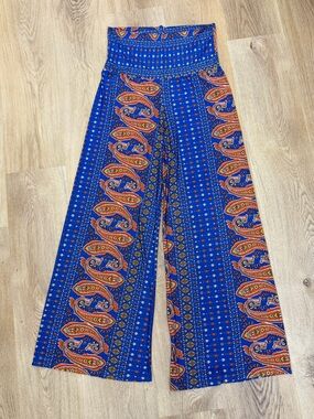 J Up Blue Paisley Palazzo Pants